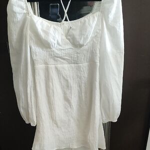 Princess Polly White Puff Sleeve Square Neck Tunic